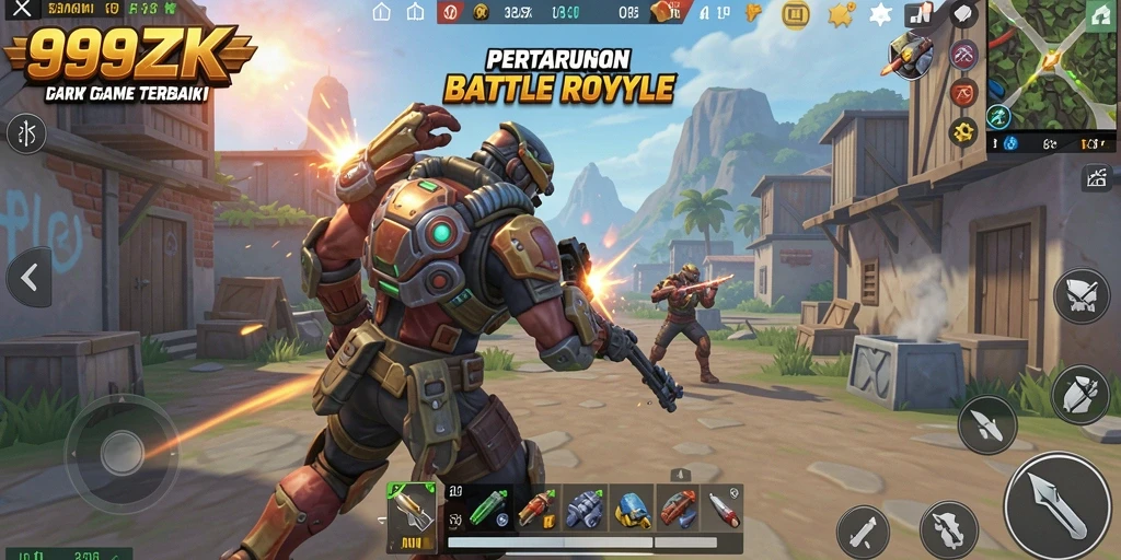 Tampilan gameplay menegangkan di 999ZK saat pertempuran berlangsung.