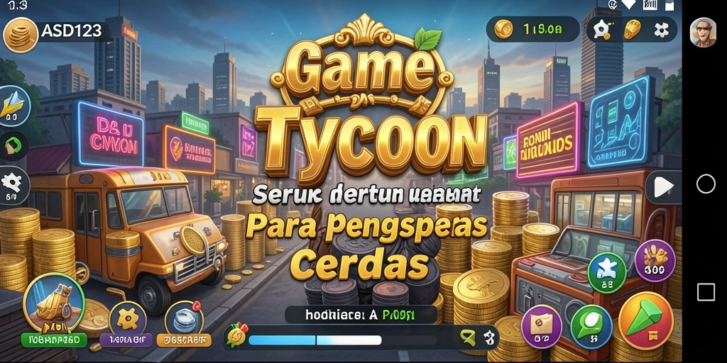 Tampilan gameplay ASD123 dengan aktivitas pengelolaan bisnis.