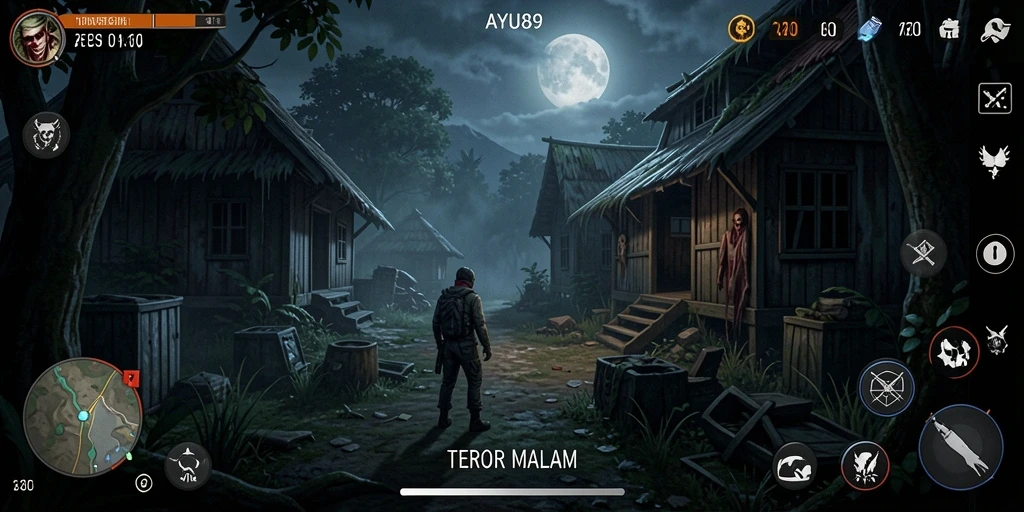 Tampilan gameplay AYU89 yang menghantui dan menyeramkan.