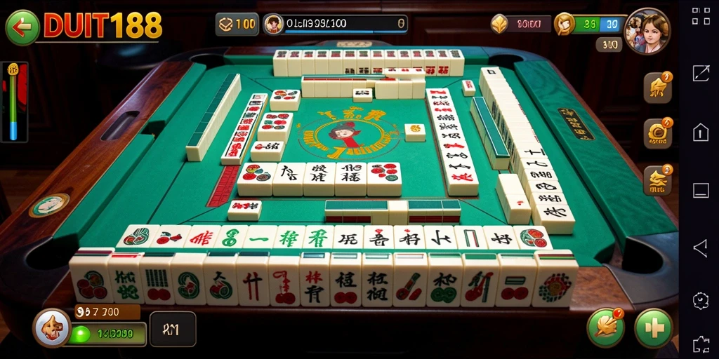 Tampilan gameplay seru dalam aplikasi DUIT188 Mahjong.