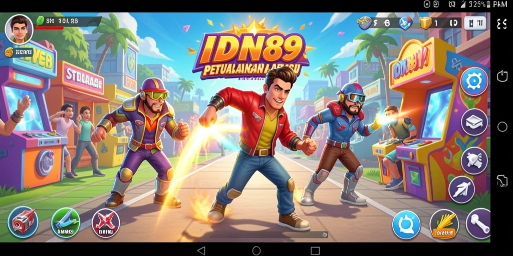 Tampilan gameplay menarik dari IDN89 dengan aksi cepat di level penuh warna.