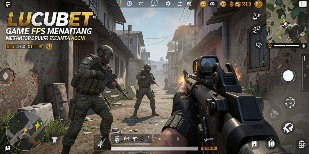 Screenshot gameplay LUCUBET yang menunjukkan aksi menegangkan dalam FPS.