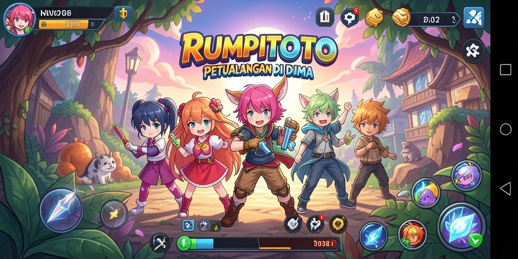 Tampilan gameplay menarik di RUMPITOTO dengan karakter Anime.